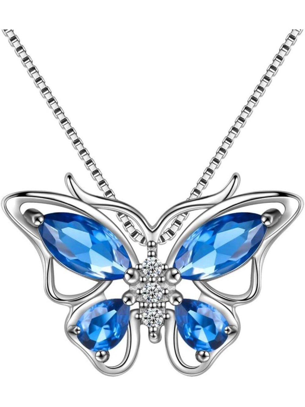 925 Sterling Silver Butterfly Birthstone Pendant Necklace - Perfect Gift for